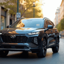 SUV hybride moderne stationne en ville en plein jour