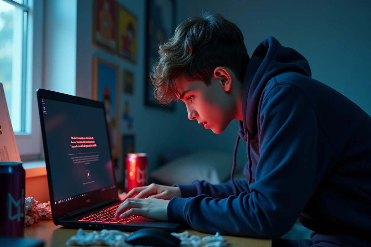 Adolescent frustré devant un écran d'erreur en tentant d'utiliser un code Anime Last Land expiré