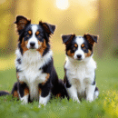 Australian Shepherd et mini Australian Shepherd en extérieur