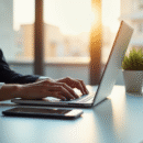 Bureau moderne à Toulouse avec ordinateur portable et smartphone