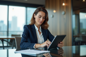 Conseillère financière confiante en réunion d'affaires