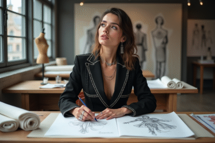 Femme créative en tailleur dans un atelier de mode