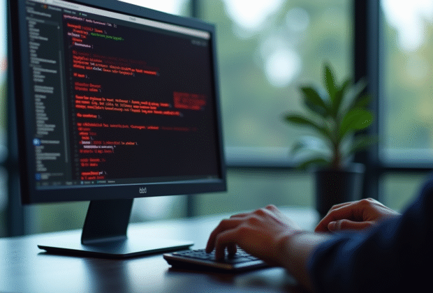 Ecran d'ordinateur affichant une erreur L1109 dans un bureau professionnel