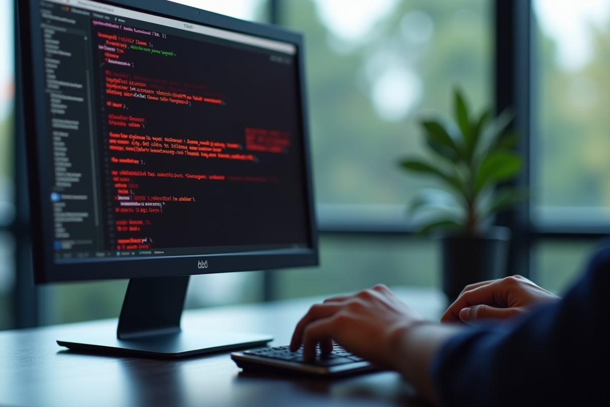 Ecran d'ordinateur affichant une erreur L1109 dans un bureau professionnel