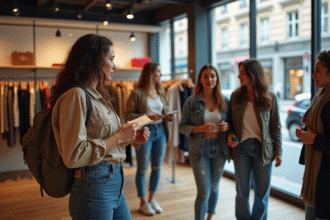 Femmes françaises dans une boutique de vêtements moderne