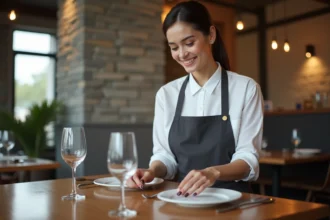 Personne en formation en hôtellerie et restauration avec un diplôme reconnu