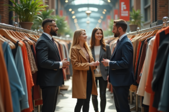 Groupe de personnes dans un marché de mode moderne
