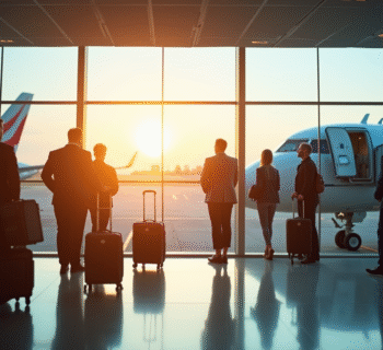 Passagers embarquant dans un avion via une passerelle à l'aéroport