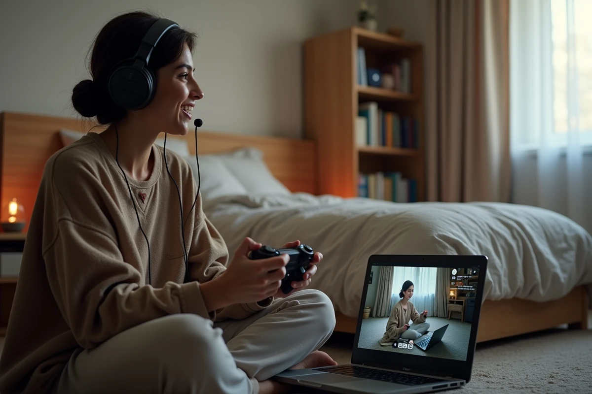 Deux joueuses en session coopérative en ligne à distance illustrant la rejouabilité et le temps de jeu de Split Fiction