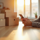 Personne utilisant un smartphone pour suivre des colis