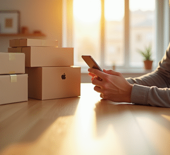 Personne utilisant un smartphone pour suivre des colis
