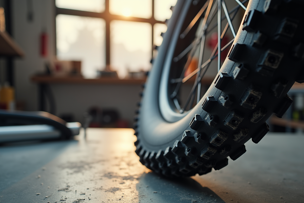 Valve de pneu de VTT avec manomètre précis sur table